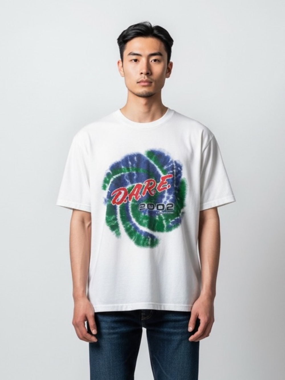 D.A.R.E. Graphic Tie-Dye Short Sleeve Tee - White